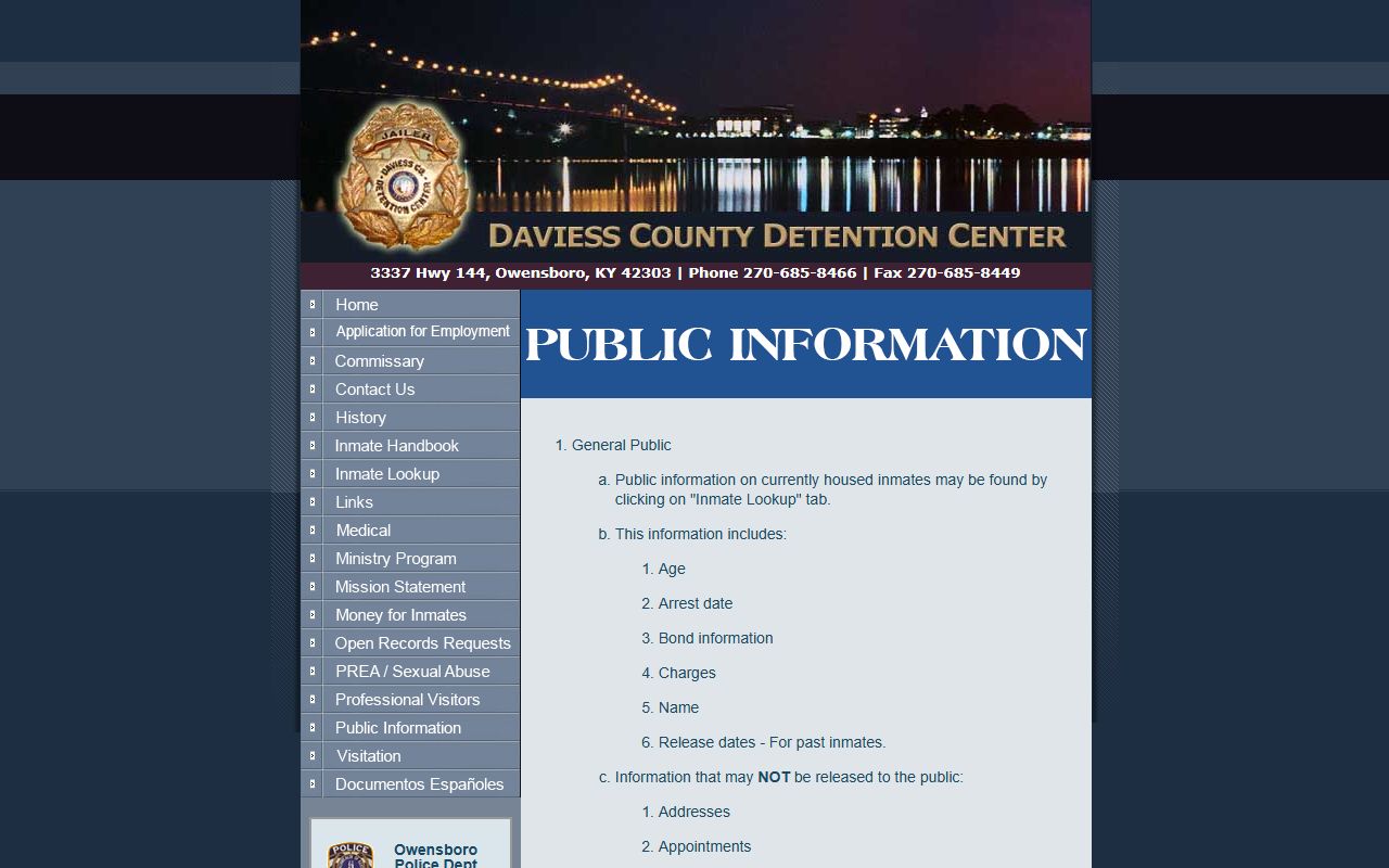 Daviess County arrest records public information limits