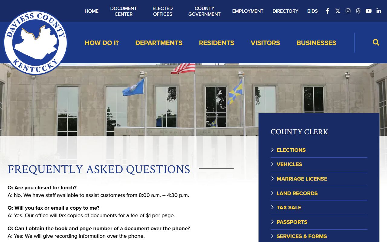 Daviess County court dockets county clerk FAQ distinction