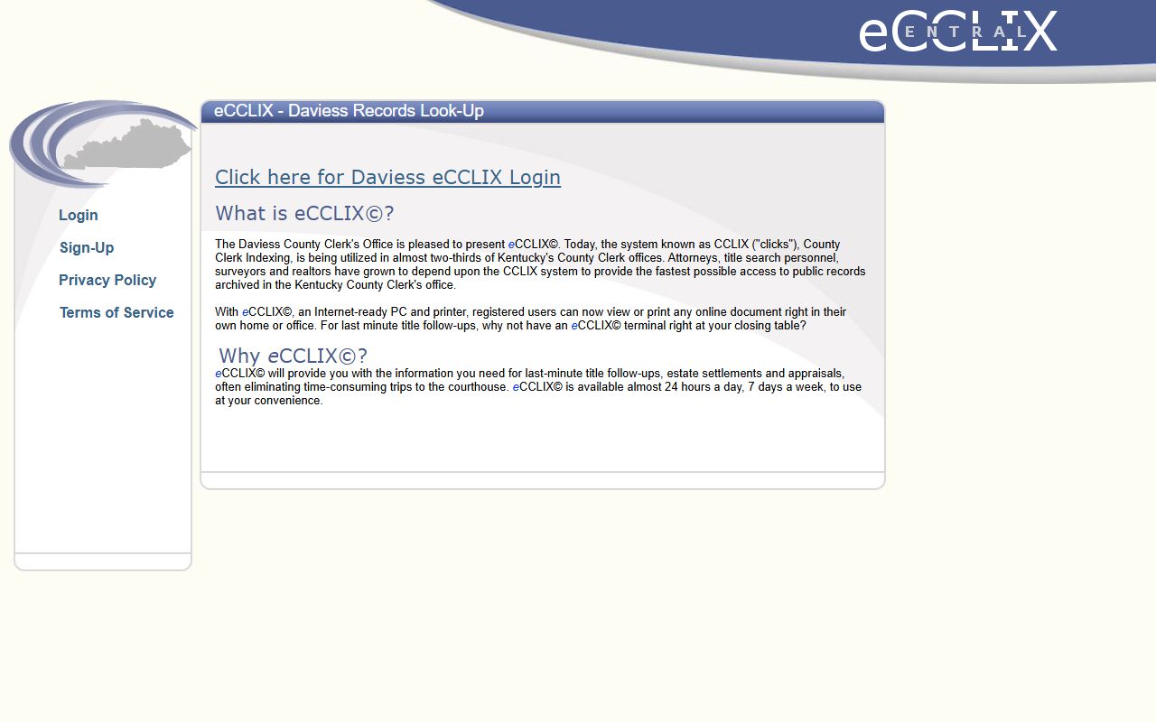 Daviess County court dockets eCCLIX county clerk records distinction