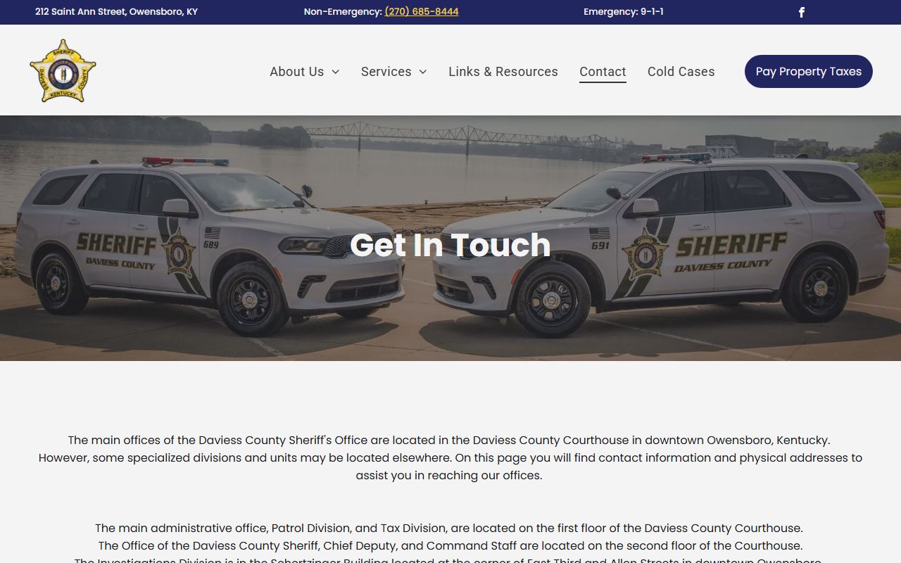 Daviess County criminal court records sheriff contact page