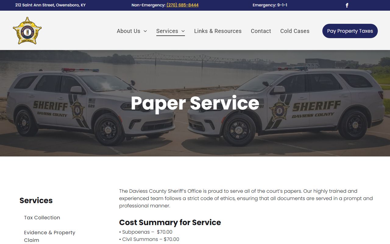 Daviess County criminal court records sheriff paper service context