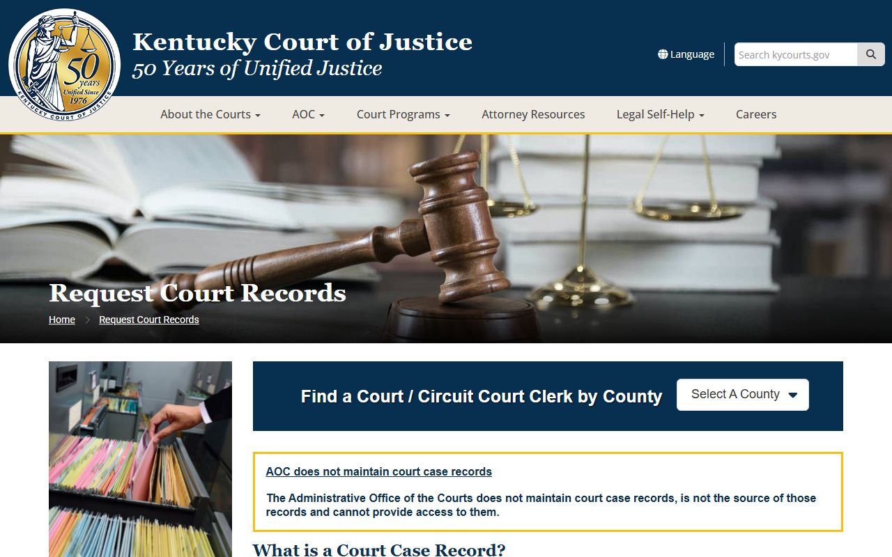 Daviess County court records request instructions from Kentucky Court of Justice