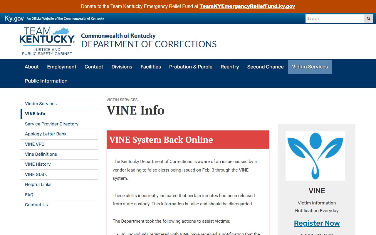 Daviess County inmate records Kentucky DOC VINE information
