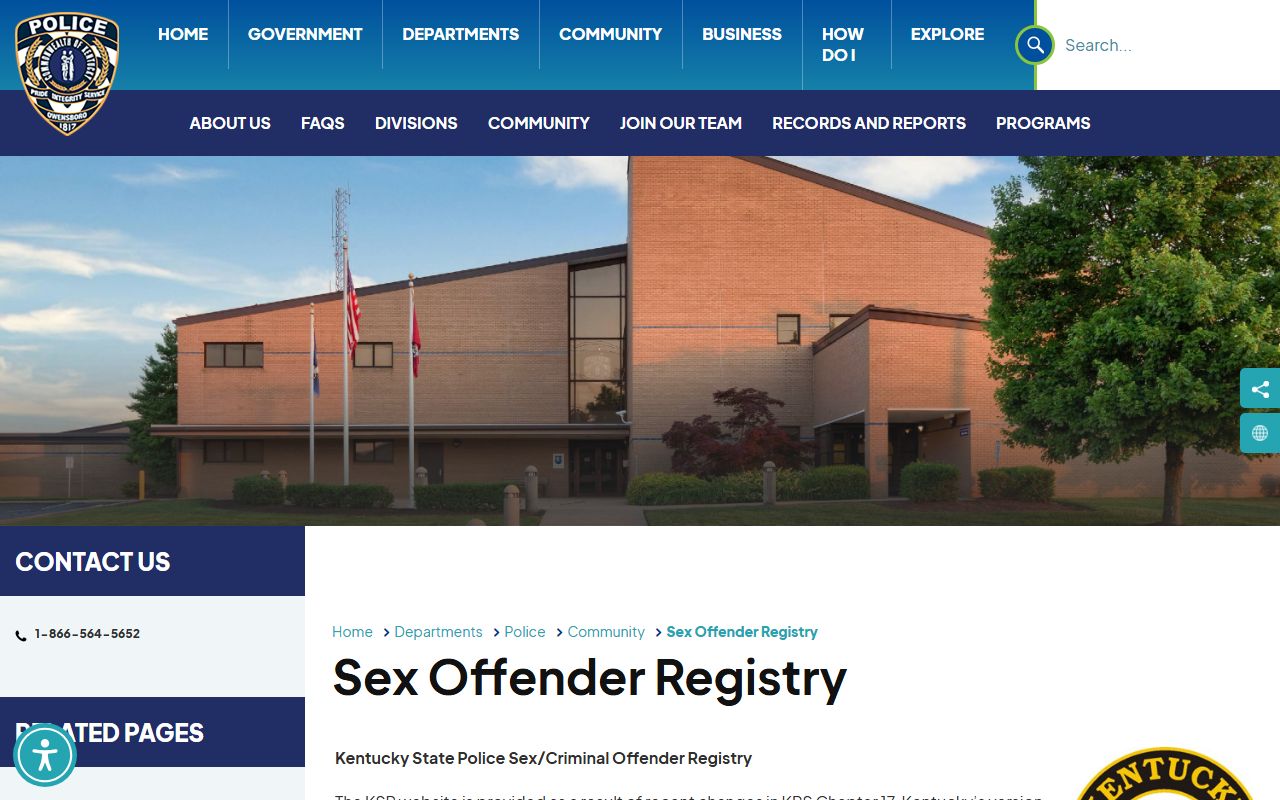 Daviess County inmate records Owensboro Police sex offender registry pointer