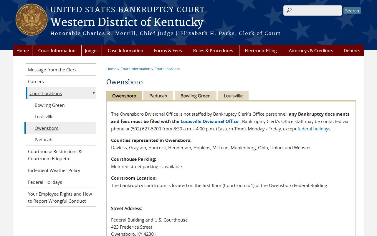 Daviess County probate records U.S. Bankruptcy Court Owensboro information