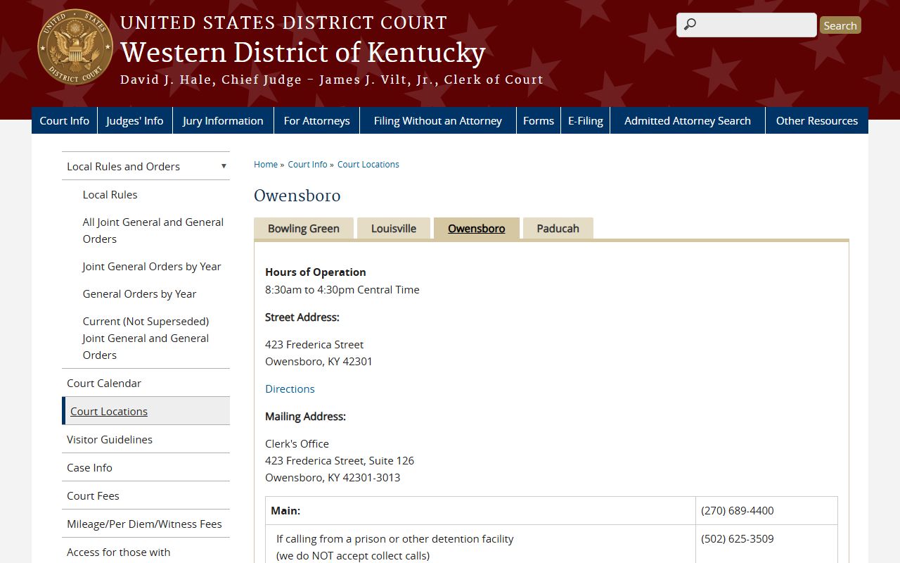 Daviess County probate records federal district court Owensboro page